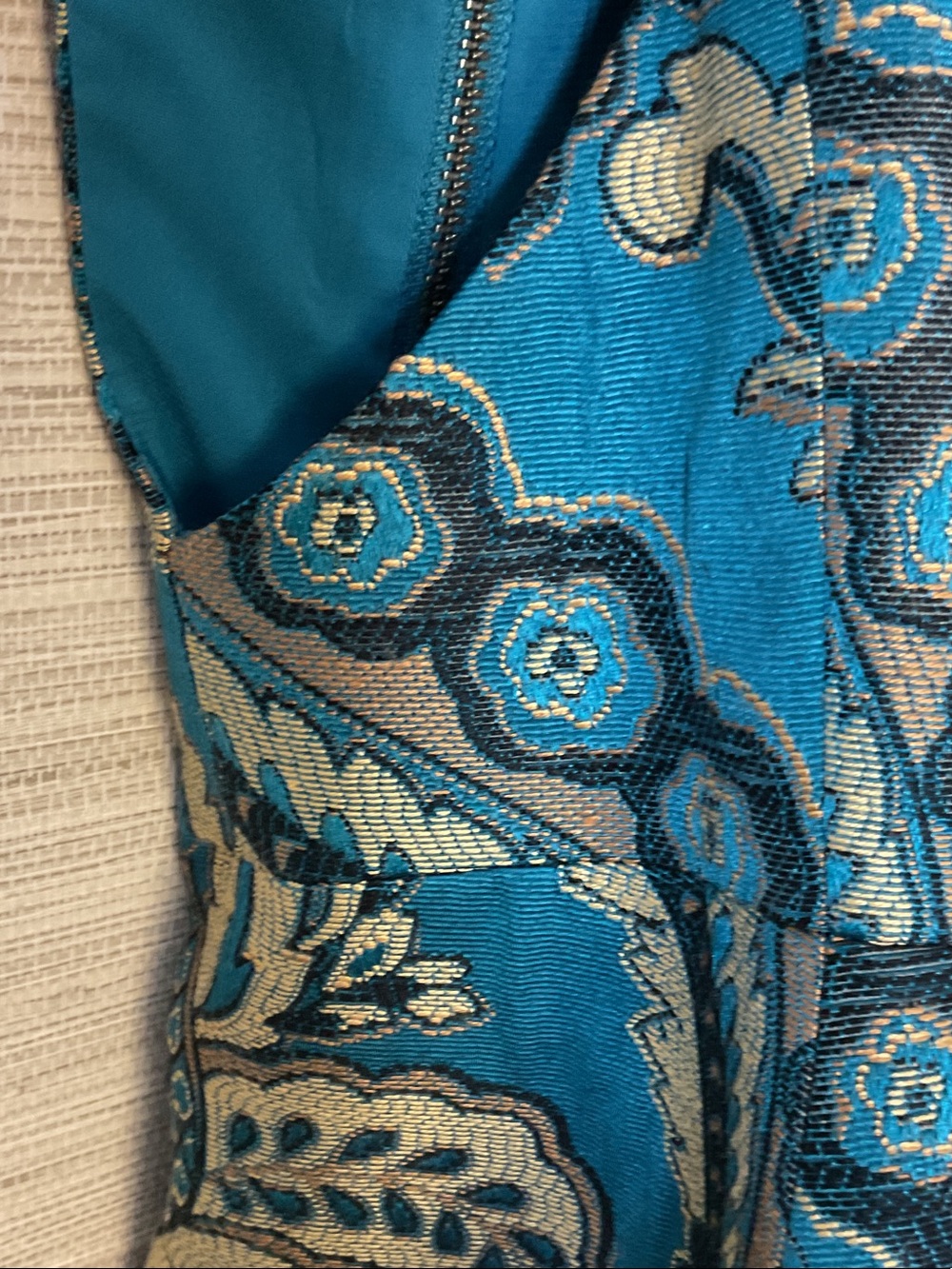 Alice + Olivia Natalee Brocade A Line Sleeveless Mini Dress Turquoise Sz 0 - Picture 6 of 14